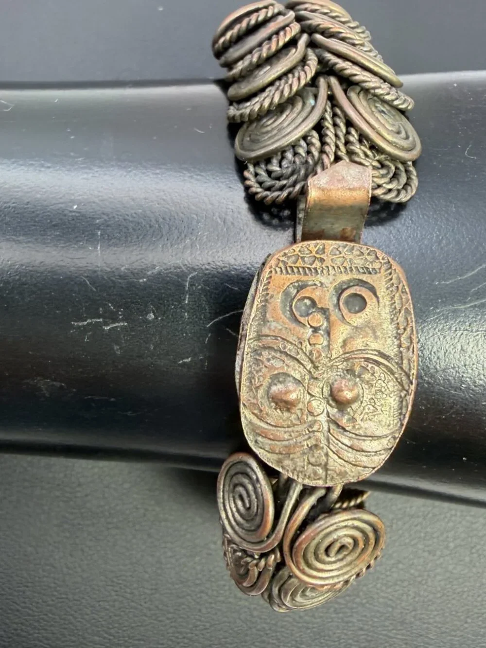 Vintage Handmade Solid Copper Wire Woven Bracelet Owl Clasp Studio Craft 47g